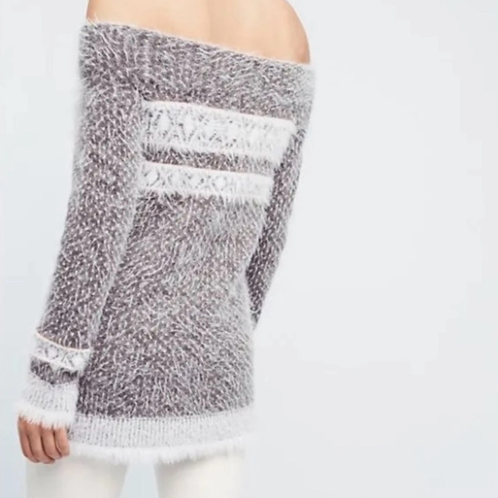Anthropologie Sleeping on Snow Wool Blend Fair Isle Nordic Gray Sweater XS